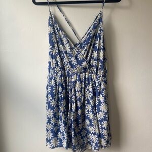 Blue Floral Spaghetti Strap Romper